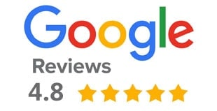 Google Reviews, 4.8 stars on average.